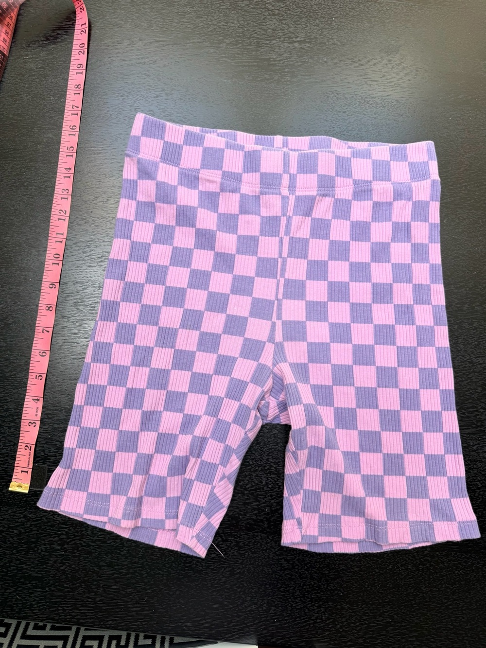 Pink and Lavender Checkerboard Ribbed Bike Shorts